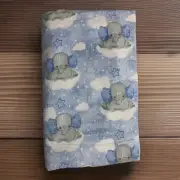 Fitted Cot Sheet Blue Elephant Handmade Cotton Flannelette.