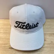 TITLEIST White/Black Script Logo Adjustable Strapback Golf Hat (OSFM)