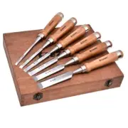 NOMI Chisel Japanese Carpentry Woodworking Tool Set Lot of 6 w/ Wooden Case