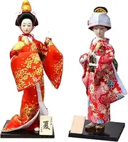 Set 2 Pieces Traditional Japanese Dolls Geisha Girl Geiko Kimono Ancient Doll Home Collection Art Decoration,A1,12 inch/4161 (Color : D23, Size : 12 inch)