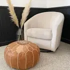New Handmade Brown Wonderful Classic Quality Leather Moroccan Pouffe