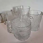 4 McDonalds RocDonald's Flintstones Frosted Glass Mugs 1993 Vintage Set