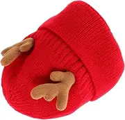 [Yardenfun] Antler Knit Beanie Reindeer Sweater Christmas Men Antler Hat Ladies Hat Reindeer Hat Game Christmas Sweater Beret Hat Cloche Hat Thermal Clothes for Men Knitted Cap Acrylic Red