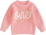 [ZZLBUF] Infant Baby Girl Boy Knitted Jumper Toddler Baby Half/First Birthday Outfit Cute Sweater Pullover Tops Warm Clothes