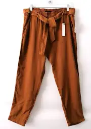NWT Sanctuary Clothing Womens Spice Brown High Rise Paperbag Tencel Pant Size L