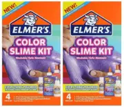Lot 2X Elmer's Color Slime Kit Multi-Colored 4 Piece Kit Pink Purple Kids Gift