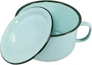 LAPYAPPE Enameled Food Serving Bowl with Lid and Handle Retro Fruit Salad Bowl for Office College and Home Use for Noodles Ramen Rice and Soup Stylish Tableware