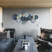 Nordic style wall Decor 3D Metal Wall Art Modern Circle Hanging Wall Sculptures Home Decor for Living Room Bedroom Dining Room[Energy Class A]