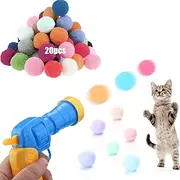 Kalimdor Cat Toy Ball Launcher,Interactive Cat Toys for Indoor Cats Adult Cats with Plush Balls, Kitten Toys Indoor cat Exercise (1 Launcher 20 Balls)