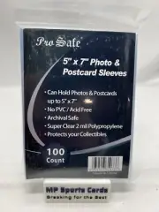 (1) Pro Safe 5"x7" Soft Sleeves 100ct Ultra Clear No PVC Free Shipping!