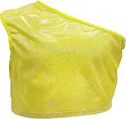 [KKmeter] Kids Girls One-Shoulder Sequins Dance Crop Tops Jazz Hip Hop Stage Performance Tank Vest Dancewear