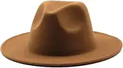 [Generic] Classical Felt Hats Unisex Wide Brim Fedora Hats Solid Caps Mens Womens Wedding Church Jazz Hats 8 59-61CM, 8, One Size, 8, One Size