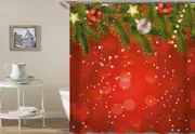 Classic Red With Christmas Ornaments Shower Curtain