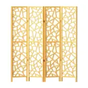 Artiss Clover Room Divider Screen Privacy Wood Dividers Stand 4 Panel Natural fa
