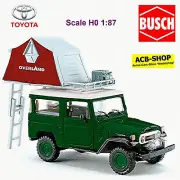 Toyota Land Cruiser J4 With Roof Tent Overland 1960-84 Green 1:87 Busch 43014