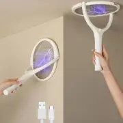 Bug Zapper Electric Fly Swatter Racket Rotating Head Fruit Fly Trap Indoor