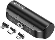 Mini Portable Charger 5000mAh Built-in 3-Type Magnetic Charging Tips[Replaceable], Mini Power Bank Samll Battery Pack Charger for iPhone 14/13/12, Samsung Galaxy S22/S21, Google Pixel, Black