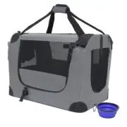 Large Cat Carrier Portable Dog Crate for Small Medium Dogs 24"x16.5"x16.5" Grey