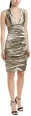 Nicole Miller Techno Metal Plunge Dress L95709 Size 2