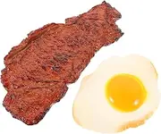 FELTECHELECTR Artificial Steak Poached Egg Props for Restaurant Decor Boys and Girls's Imaginative Play