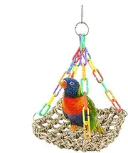 Bird Toys Hammock,Weave Rope Hangable Mat - Cage Accessories, Colorful Chewing Toys, Climbing Hammock Wall for Parakeet Conure Cockatiel