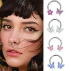 Punk Drip Oil Butterfly Nose Ring Spiral Nose Septum Rings Women