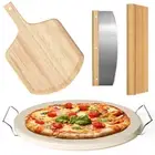 5 PCS Round Pizza Stone Set, 13" Pizza Stone for Oven and Grill with Pizza Pe...