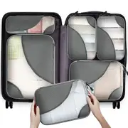 6Pc Luggage Packing Cube,Travel Storage Bag Organizer Set Mesh Visual Luggage Bag For Different Size Suitcase Grey Color