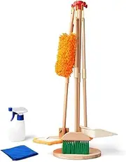 Toddler Cleaning Set - Kids Housekeeping Pretend Play Set | FSC Certification Wood with Broom, Mop, Dustpan, Duster and Organizing Stand | Montessori Toys for 3+ Year, Kids Pretend Play Cleaning Set