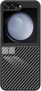 Compatible with Samsung Galaxy Z Flip4 5G Case,Anti-Drop 2 in 1 (PC Glass Back Panel+TPU) Phone Case Cover Black