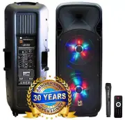 MR DJ LETS-PARTY Dual 12" Battery Powered Bluetooth Speaker Microphone Speaker