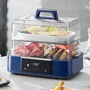 MORPHY Richards Electric Food Steamer, 12L 2-Tier Digital Display Electric Vegetable Steamer for Cooking with 12H Appointment,BPA-Free, Dishwasher Safe, Boil Dry Protection, 2100W (Blue)