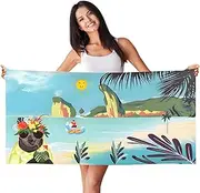 OYIWINMI Microfibre Beach Towel, 130 x 80 cm, Super Absorbent, Quick-Drying, Lightweight Sand-Free Beach Towel, Travel Towel, Bath Towel for Beach, Swimming, Sauna, Yoga, Women, Men (Pack of 1)