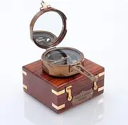04" Compass Brunton Vintage Solid Brass with Wooden Box – Nautical Antique Sundial by Thos. J. Evans London – Maritime Collectible Decor, Navigation Instrument, Gift for Men, Desk Display Piece