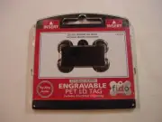 NEW - FIDO ENGRAVABLE PET I.D. TAG - BLACK DOG BONE