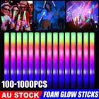 UP 1000Pcs LED Foam Glow Sticks RGB Thunder Wand Stick Flashing Light Rave Party