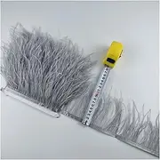 YUMAO 1 Meters 10-15CM Ostrich Feather Trims for Skirt/Dress White Black Ostrich Feathers Ribbon Feather for Crafts Plumage Clothing 0216 (Color : 5 Silver Gray)