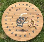 Ouija Board Wolf Celtic Knot Crescent Moon Tribal Black Pagan Wood Round Scary