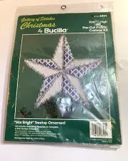 Vintage Bucilla Christmas Star Kit 6501 Tree Topper Bright Sequin Beads Craft A