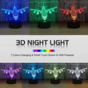 3D LED illusion Airplane Plane Front USB 7Color Night Light Lamp Bedroom