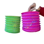 Vintage Chinese Honeycomb Paper Round Lanterns Set of 2 Pink and Green