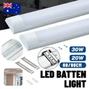 Slimline Linear LED Fluro Fluorescent Batten Light Hardwired 20W/30W 60CM/90CM