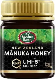 Mother Earth UMF 5+ (MGO 83+) Manuka Honey, 250g | Premium, Authentic, Monofloral UMF Certified Manuka Honey from New Zealand. Exceptional Natural Sweetener For General Health and Wellbeing