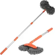 Fulasun Car Wash Mop Brush with Long Handle 360° Rotating Retractable Detailing Absorbent Microfiber Soft Bristle Double Head Scratch-Free for Window Home Cleaning