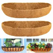 Coco Liners for Planters,2 Pack 24 Inch Trough Coconut Liners for Planters,Window Box Coco Liners,100% Natural Coconut Fiber Liners for Wall Hanging Basket,Window Box,Fence Baskets