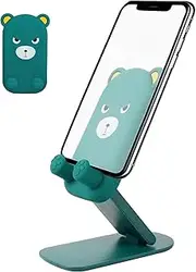 Cellphone Stand for Desk,Foldable Phone Desk Stand Cradle - Height Adjustable Mobile Cradle Bracket, Portable Bear Cute Decor for Kids Adults Work Live Streaming