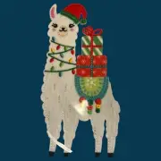 Create It Home Iron-On Applique Christmas Llama NEW Presents Lights