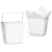 600pcs 455ML/16oz White Noodle Box With Metal Handle Pail