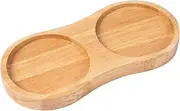 DeroTeno Salt and Pepper Mill Tray, Mill Coaster, Mill Holder for Two Mills Made of Rubberwood, Dining Table Protector, Inner Diameter 6.8 cm (Pepper Mill and Salt Mill Not Included)