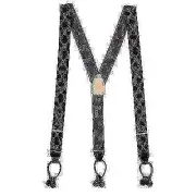 SuspenderStore Argyle Suspenders - 1.38-Inch Wide Elastic - BUTTON - 3 Colors